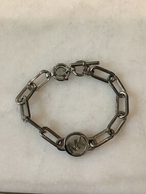 Michael Kors Silver Tone Bracelet with MK Medallion, Brand New